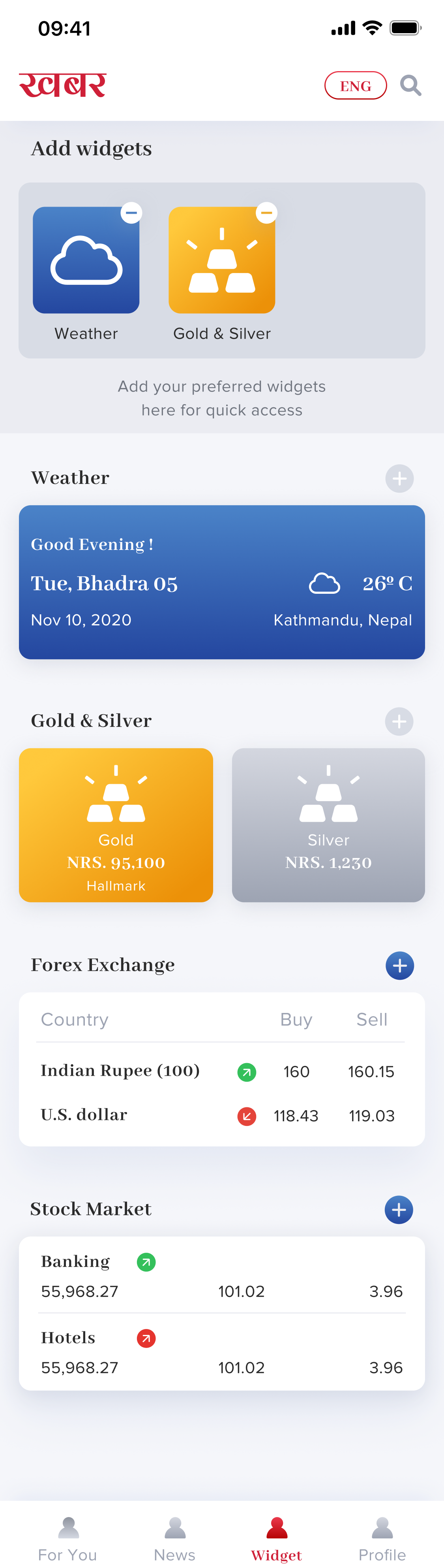 Widgets stack screen